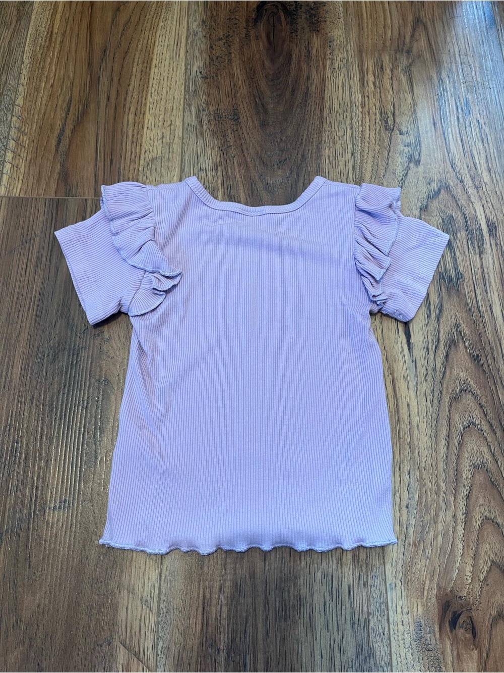 Girls Ruffle Sleeve Ribbed Top - Picture 2 of 3